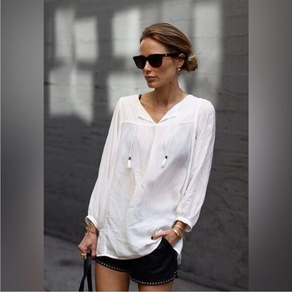 Anine Bing Tops - ANINE BING White boho sheer Flowy Tassel Blouse XS